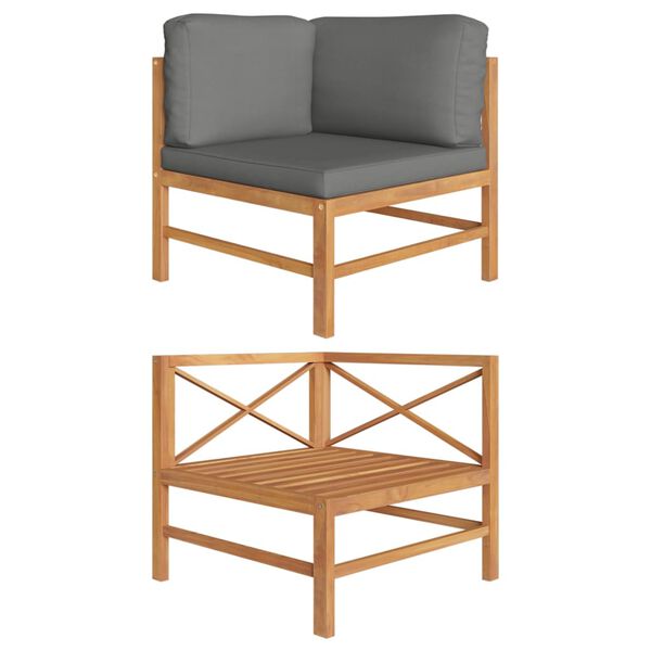 vidaXL Kampinė sofa su tamsiai pilkomis pagalvėlėmis, tikmedis