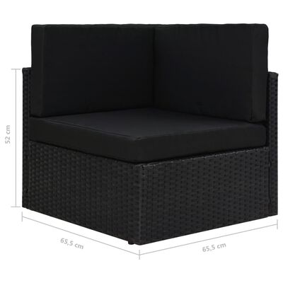 vidaXL Modulinė dvivietė sofa, juodos spalvos, poliratanas