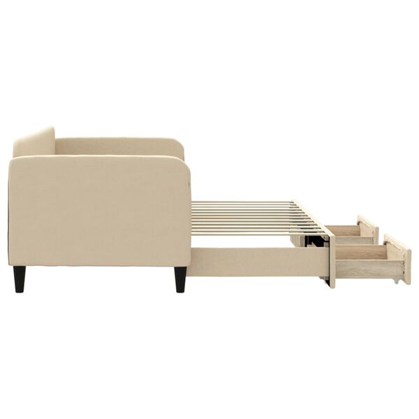 vidaXL Ištraukiama lova su stalčiais, kreminė, 80x200cm, audinys