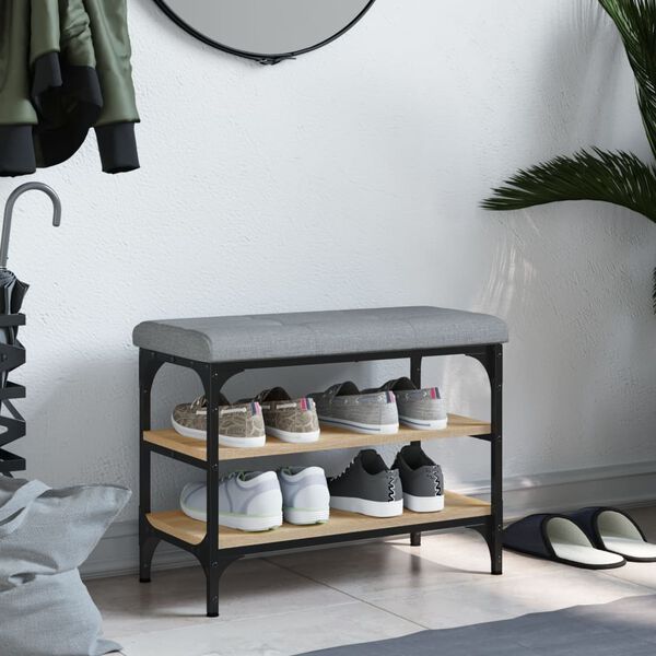 vidaXL Batų suoliukas, sonoma ąžuolo, 62x32x47cm, apdirbta mediena