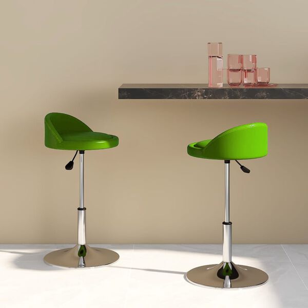 vidaXL Pasukamos valgomojo kėdės, 2vnt., žalios spalvos, dirbtinė oda