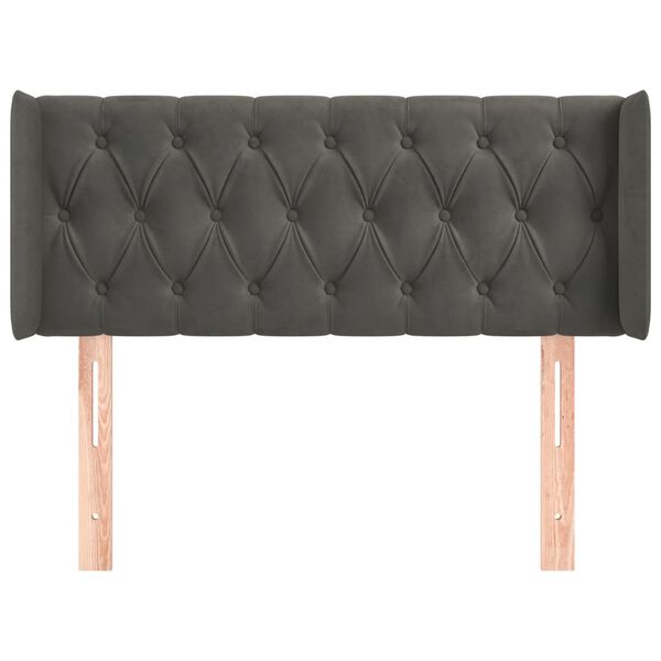 vidaXL Galvūgalis su auselėmis, tamsiai pilkos,103x16x78/88cm, aksomas