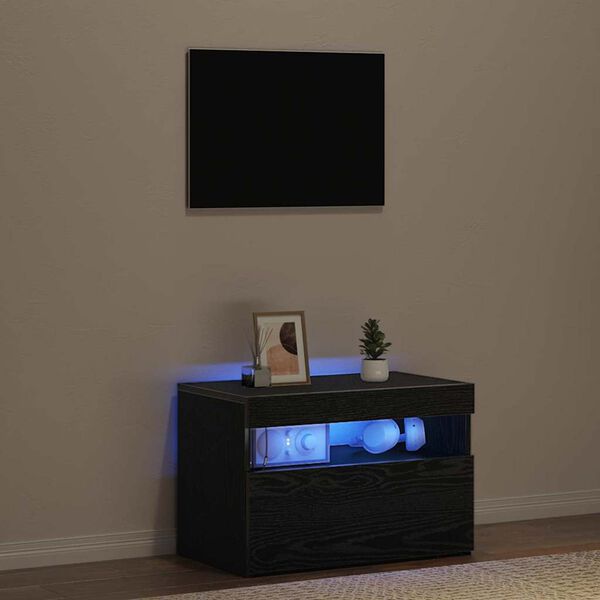 vidaXL &Scaron;alia lovos spintelė Juodas ąžuolas 60 x 35 x 40 cm