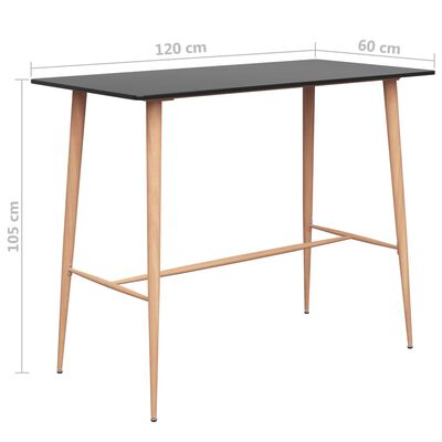 vidaXL Baro stalas, juodos spalvos, 120x60x105cm