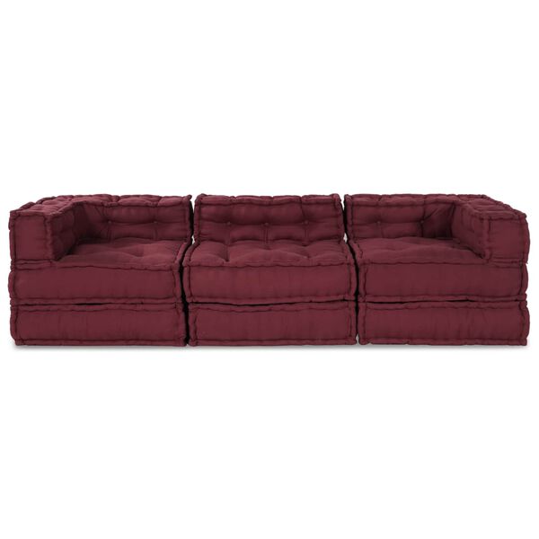 vidaXL Modulinė sofa 3 pcs Raudonmedis audinys