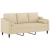 vidaXL Trivietė sofa su pagalvėlėmis, kreminės spalvos, 180cm, audinys