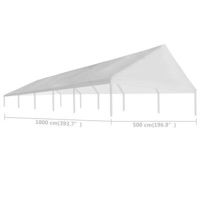 vidaXL Proginės palapinės stogas, baltas, 5x10 m