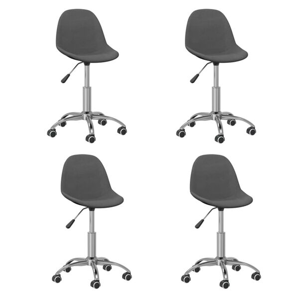 vidaXL Pasukamos valgomojo kėdės, 4vnt., tamsiai pilkos, audinys