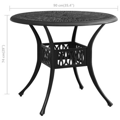 vidaXL Sodo staliukas, juodos spalvos, 90x90x74cm, lietas aliuminis