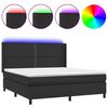 vidaXL Lova su spyruoklėmis/čiužiniu/LED, juoda 180x200cm dirbtinė oda