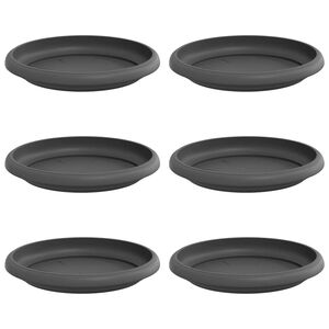 vidaXL Apvalus gėlių padėklas 6 pcs Juoda &Oslash; 14 x 2 cm Plastmasė