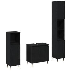vidaXL Vonios baldų rinkinys 3 pcs Juodas ąžuolas 30 x 30 x 190 cm