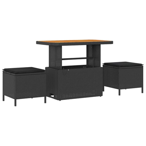 vidaXL Sodo Sofų Rinkinys su pagalve 8 pcs Juoda poliratanas