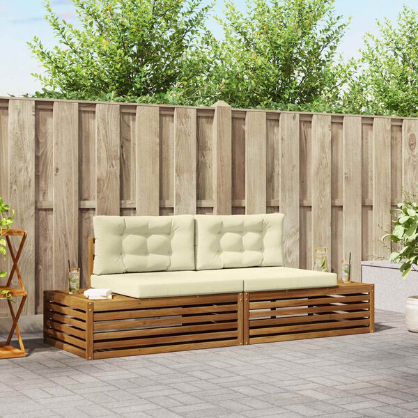 vidaXL Lauko sofos komplektas 2 Vienetas Natūralus ir grietinėlė