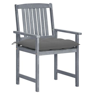 vidaXL Sodo kėdės su pagalvėlėmis, 8vnt., pilkos, akacijos masyvas