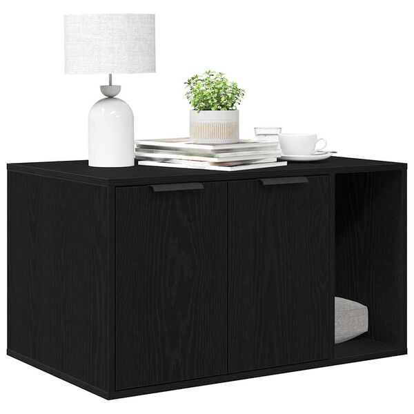 vidaXL Kačių kraiko dėžės aptvaras, juodo ąžuolo, 80x50x45cm, inžinerinė mediena