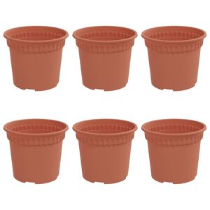 vidaXL Apvalus gėlių vazonas 6 vnt. Raudona plyta &Oslash; 12,5 x 10 cm