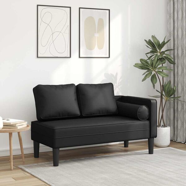 vidaXL Poilsio sofa su pagalvėmis, juoda, dirbtinė oda