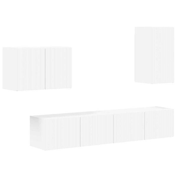 vidaXL TV sieninio kabineto komplektas 4 pcs Balta Apdirbta mediena