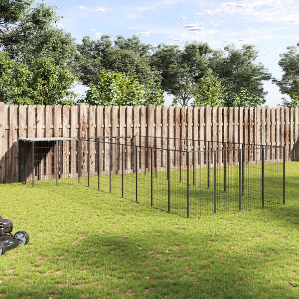 vidaXL Voljeras &scaron;unims, juodos spalvos, 13,31m&sup2;, plienas