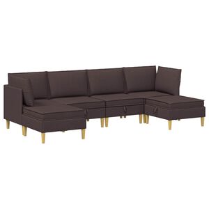 vidaXL Modulinė sofa su laikymo vieta 6 vnt. Tamsiai rudas Audinys