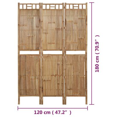 vidaXL Kambario pertvara, 3 dalių, 120x180cm, bambukas