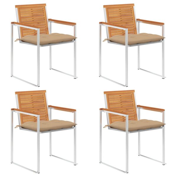 vidaXL Sodo kėdės su pagalvėlėmis, 4vnt., akacijos medienos masyvas