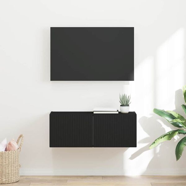 vidaXL TV sieninė spintelė Juoda 78,5 x 31 x 29,5 cm Apdirbta mediena
