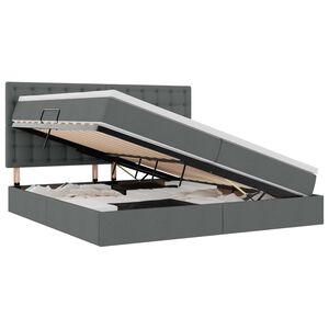 vidaXL Lova su daiktų laikymo vieta ir LED Tamsiai pilka 200 x 200 cm