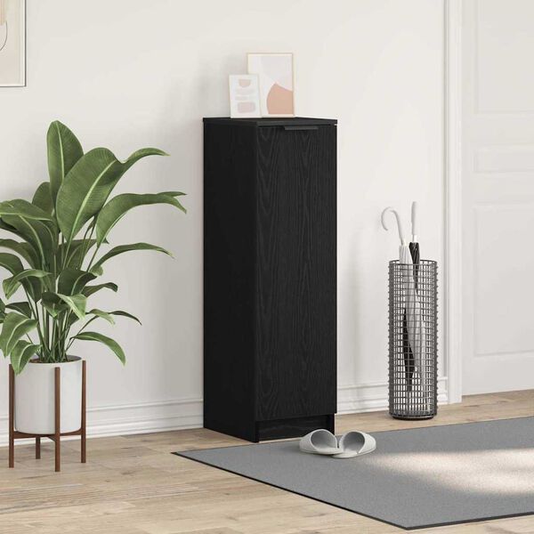 vidaXL Batų spintelė juoda ąžuolo 29.5 x 35 x 101 cm Apdirbta mediena