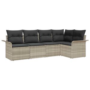 vidaXL Sodo Sofų Rinkinys su pagalve 5 pcs poliratanas