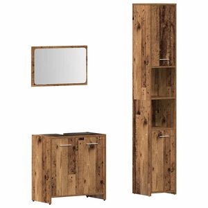 vidaXL Vonios baldų komplektas, 3 dalių, medienos, apdirbta mediena
