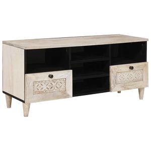 vidaXL Televizoriaus spintelė Balta i&scaron;blukinta 100 x 33 x 46 cm