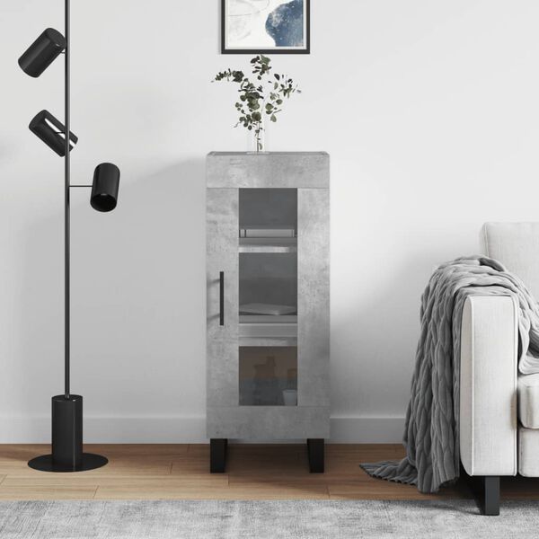 vidaXL &Scaron;oninė spintelė, betono pilka, 34,5x34x90cm, apdirbta mediena