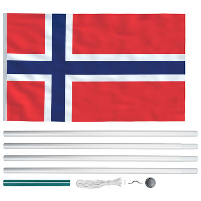 vidaXL Norvegijos vėliava su stiebu, aliuminis, 6,2m