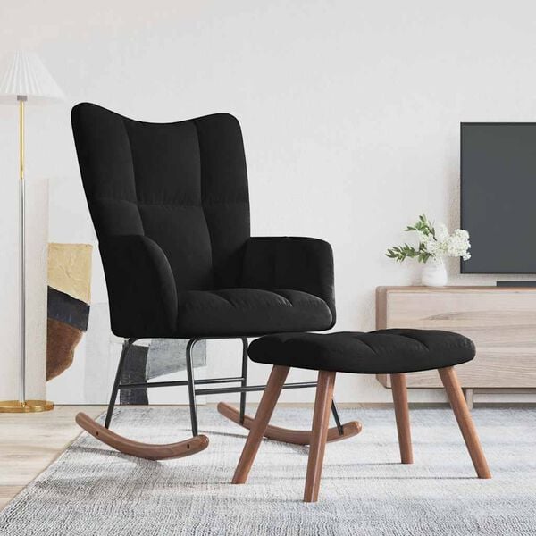 vidaXL Supama kėdė su pakoja, juodos spalvos, aksomas