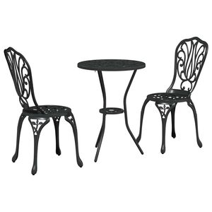 vidaXL Sodo Bistro Rinkinys 3 vnt. Juoda Aliuminis