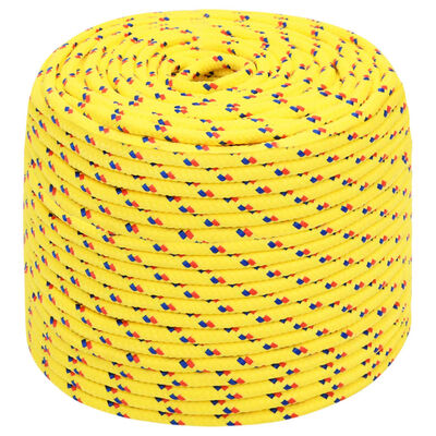vidaXL Valties virvė, geltonos spalvos, 10mm, 250m, polipropilenas
