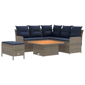 vidaXL Baldų komplektai 5 pcs Pilka ir tamsiai mėlyna PE ratanas