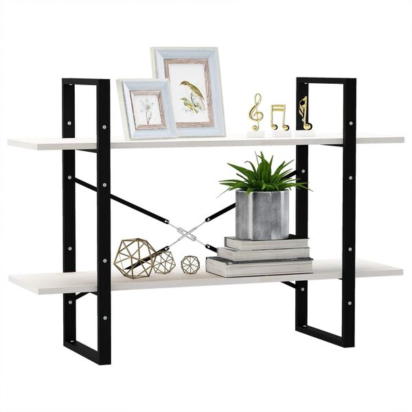 vidaXL Spintelė knygoms, 2 lentynos, balta, 100x30x70cm, pušis