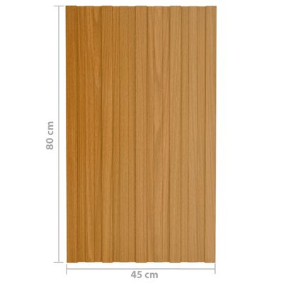 vidaXL Stogo plokštės, 12vnt., šviesios medienos, 80x45cm, plienas
