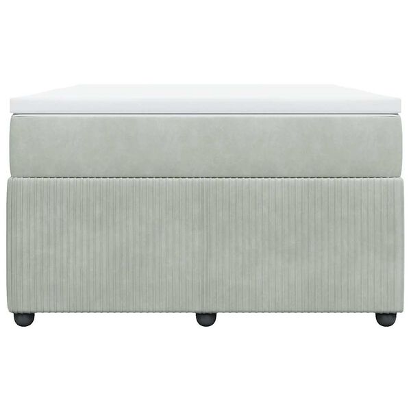 vidaXL Lova su spyruoklėmis ir čiužiniu, pilka, 120x200cm, aksomas