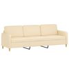 vidaXL Trivietė sofa su pagalvėmis, kreminė, 210cm, audinys