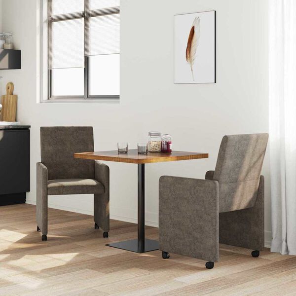 vidaXL Valgomojo kėdės su ratais 2 pcs Tamsiai pilka 57 x 66 x 94 cm