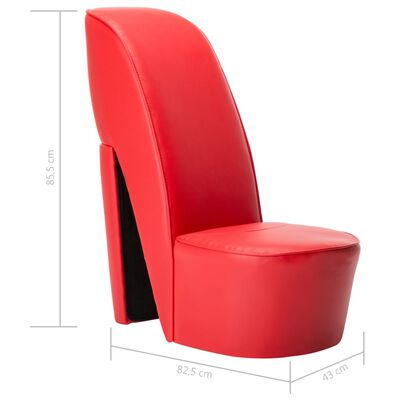 vidaXL Aukštakulnio formos kėdė, raudonos spalvos, dirbtinė oda
