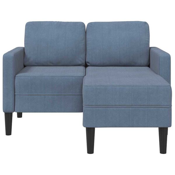 vidaXL 2-vietė sofa su gultu L formos mėlyna 125 cm patalynė