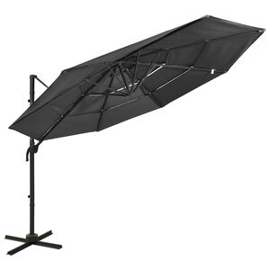vidaXL Sodo skėtis su aliuminio stulpu, antracito, 3x3m, 4 auk&scaron;čių