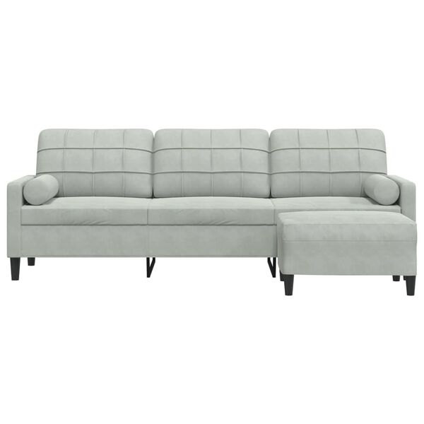 vidaXL Trivietė sofa su pakoja, &scaron;viesiai pilka, 210cm, aksomas