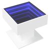 vidaXL Kavos staliukas su LED, baltas, 50x50x45cm, apdirbta mediena