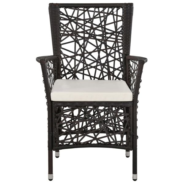 vidaXL Sodo valgomojo baldų komplektas, 7 dalių, rudos spalvos